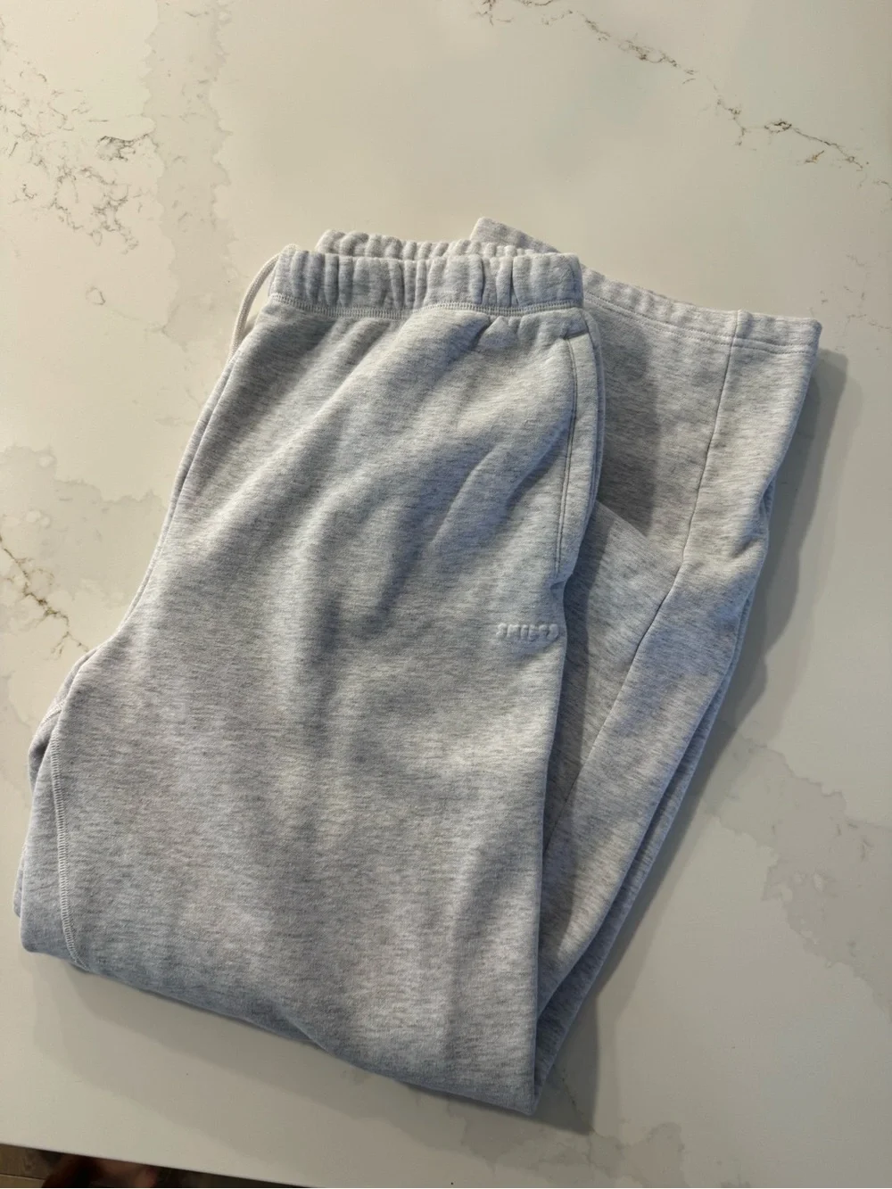 SKIMS Heather Gray Jogger Pants with Tonal Logo